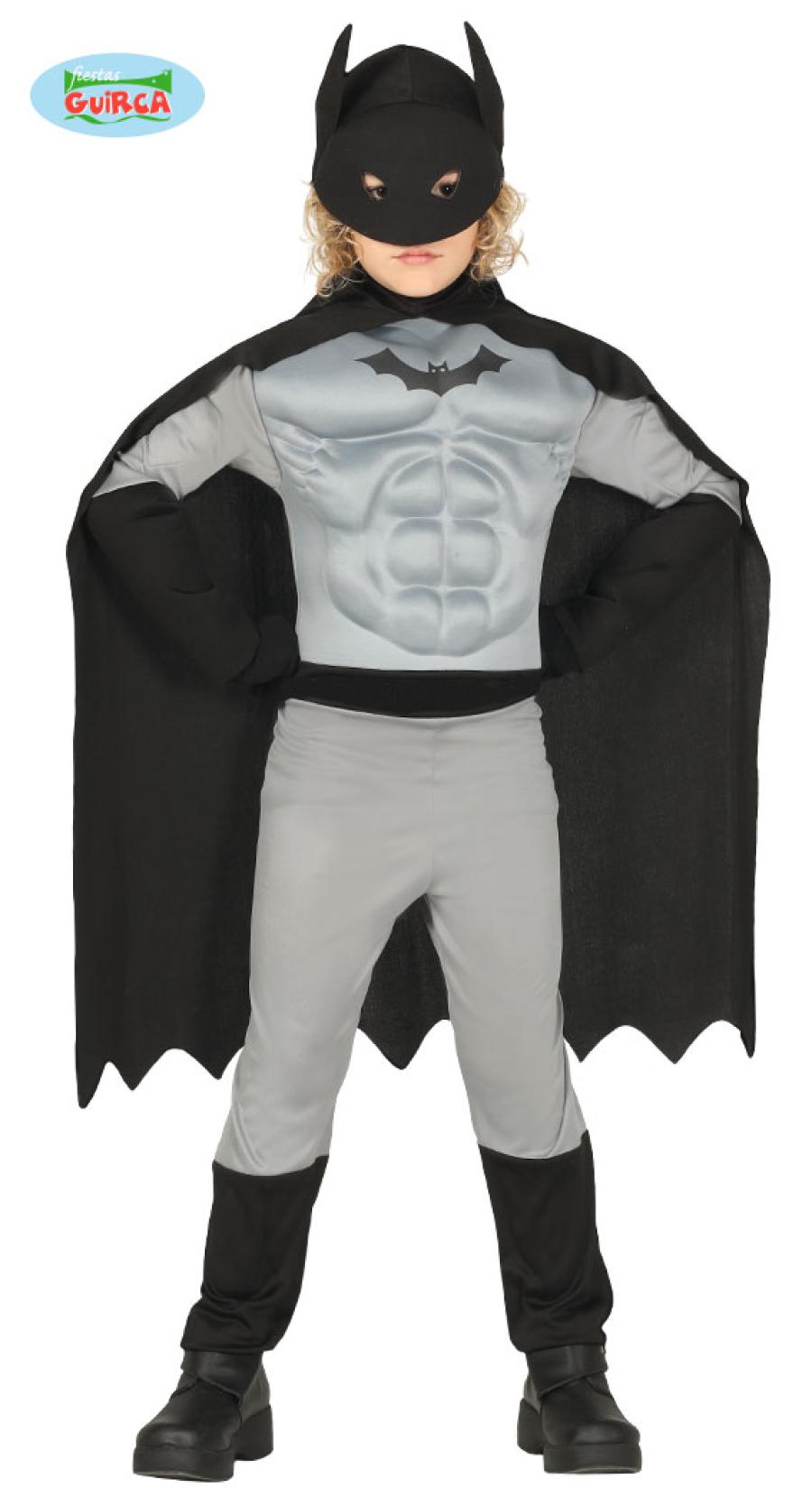 Costume Batman Bambino 7/9 Anni Supereroe Pipistrello Nero Carnevale Feste  DC Comics Ala d'Acciaio Muscoli -  - Addobbi ed articoli  per feste, eventi e party