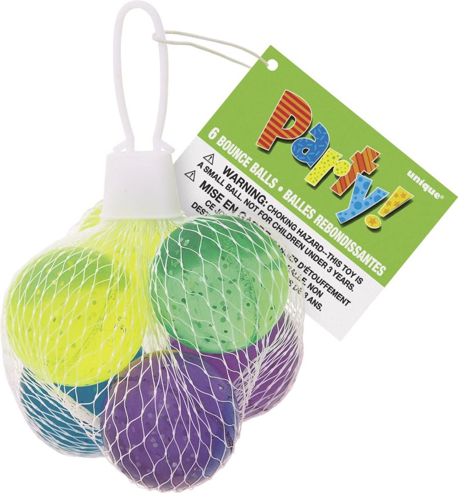 Regalini per Feste a Forma di Palline Rimbalzanti Glitter, Confezione da 6  pz -  - Addobbi ed articoli per feste, eventi e party