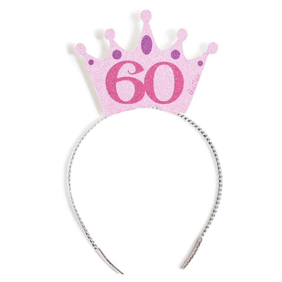 Coroncina Glitter 60 Anni Compleanno su Cerchietto -  -  Addobbi ed articoli per feste, eventi e party