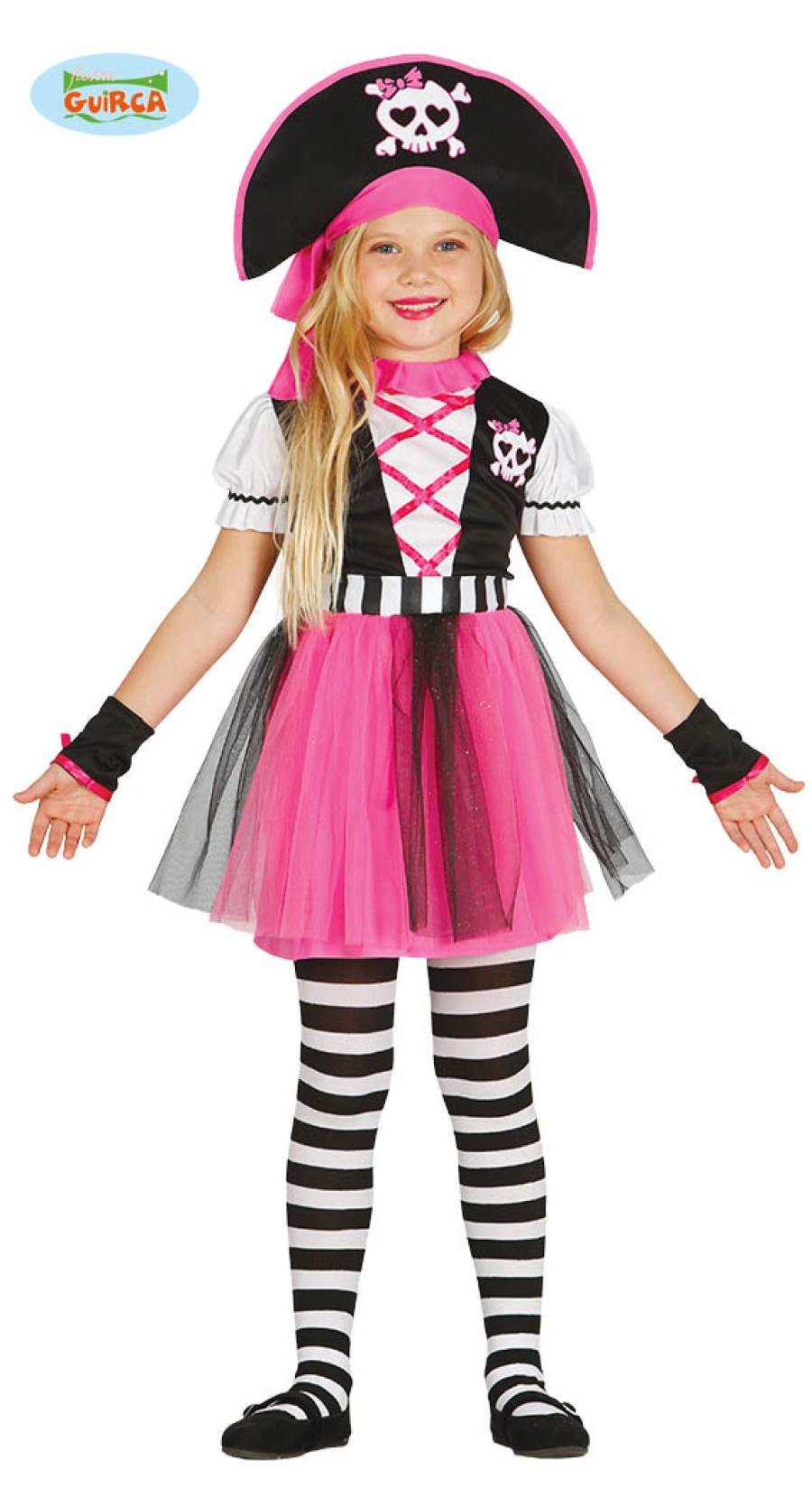 Costume Pirata Rosa Piratessa Bambina Travestimento Carnevale Teschio Pirati Fun Tuttoperlafesta Addobbi ed articoli per feste eventi e party