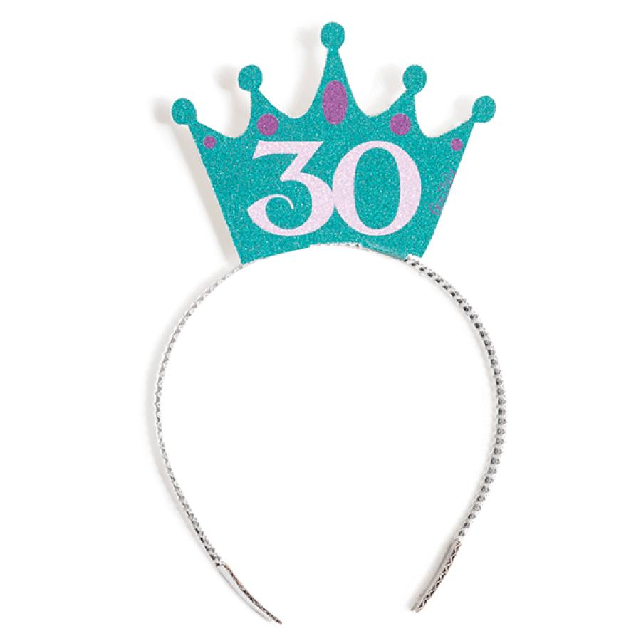 Coroncina Glitter 30 Anni Compleanno su Cerchietto -  -  Addobbi ed articoli per feste, eventi e party