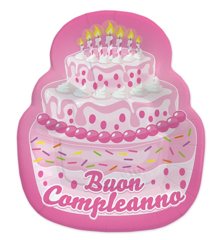 Piatti Piatto Sagomato Torta Cake Compleanno Bambina Rosa Tavola  Decorazioni Festa Cartoncino Bimba -  - Addobbi ed  articoli per feste, eventi e party